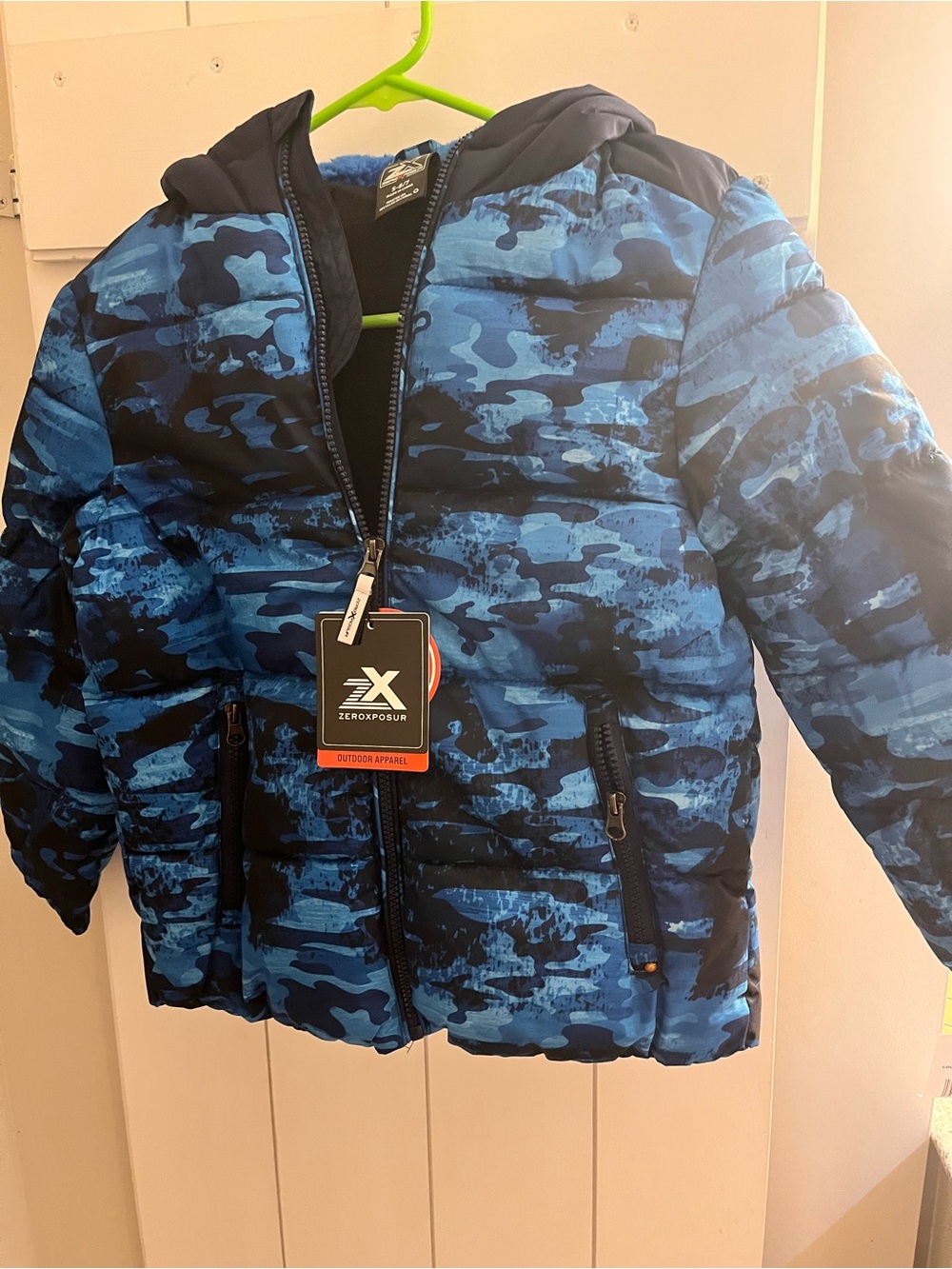 ZeroXposur Navy & Blue Camo Puffer Jacket with Hood